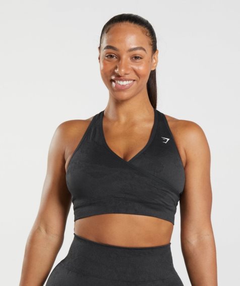 Women's Gymshark Adapt Camo Seamless Sports Bra Black | NZ 9SKGPW